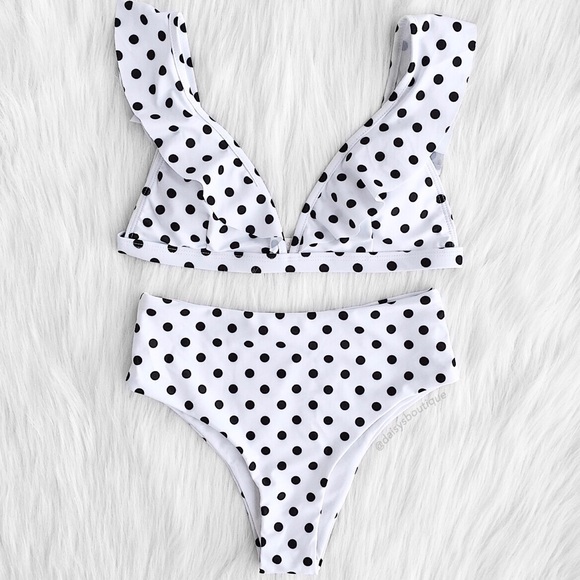 ❤️CLEARANCE❤️ polka dot high waisted ruffle bikini - Picture 2 of 8